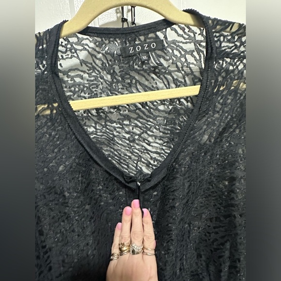 ZOZO Black Lace Sheer Jacket Whimsigoth Fairycore Minimalist Size XL - Picture 5 of 7